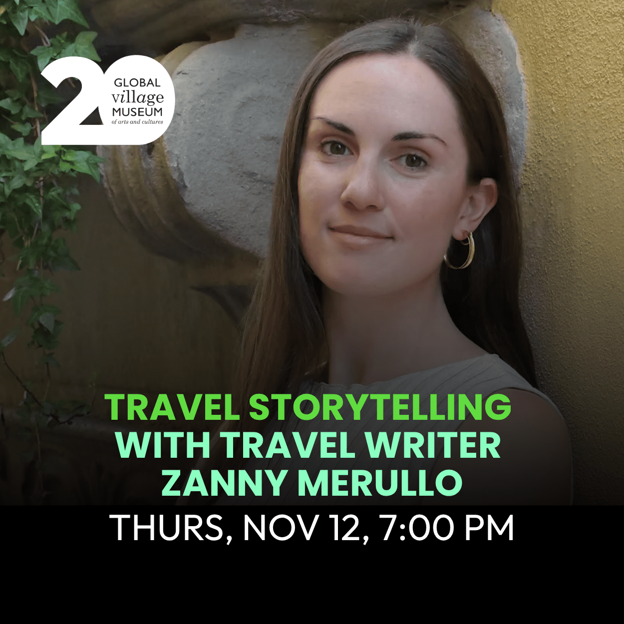 NOV 12 - Travel Storytelling with Travel Writer Zanny Merullo 7 PM